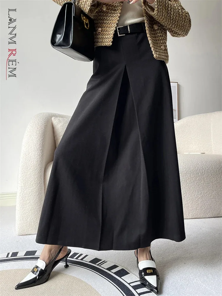 

[LANMREM] элегантные шерстяные юбки с высокой талией для женщин, однотонная трапециевидная Офисная Женская одежда средней длины, новинка зимы 2023, 26D7237