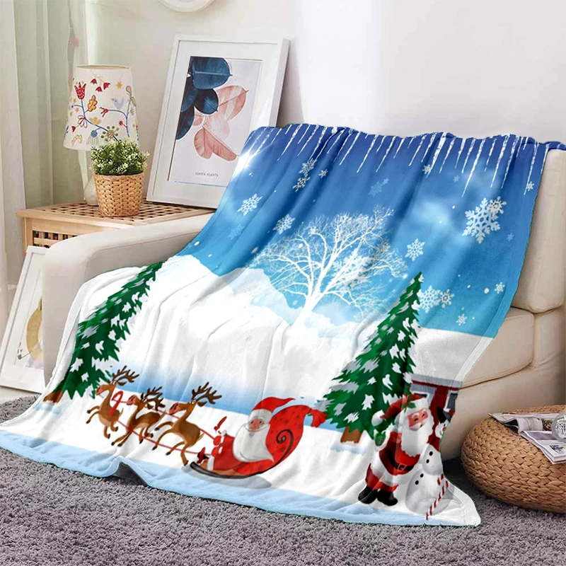 

Christmas Gift Soft Plush Sofa Bed Throwing Cartoon Picnic Blankets Modern Flannel Blanket Cover Gedruckt Bettdecke Geschenk
