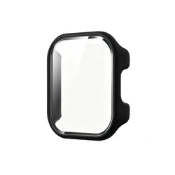 Premium Tempered Glass Screen Protector & Hard PC Bumper Case Cover for Redmi Watch 6 Active (Black)