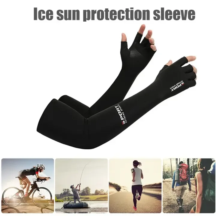 1 paar Sport Arm Ärmel Radfahren Laufen Angeln Klettern Arm Abdeckung Sonne UV Schutz Eis Kühlen Ärmeln Mit 5-finger manschette Outdoo – Detail 3