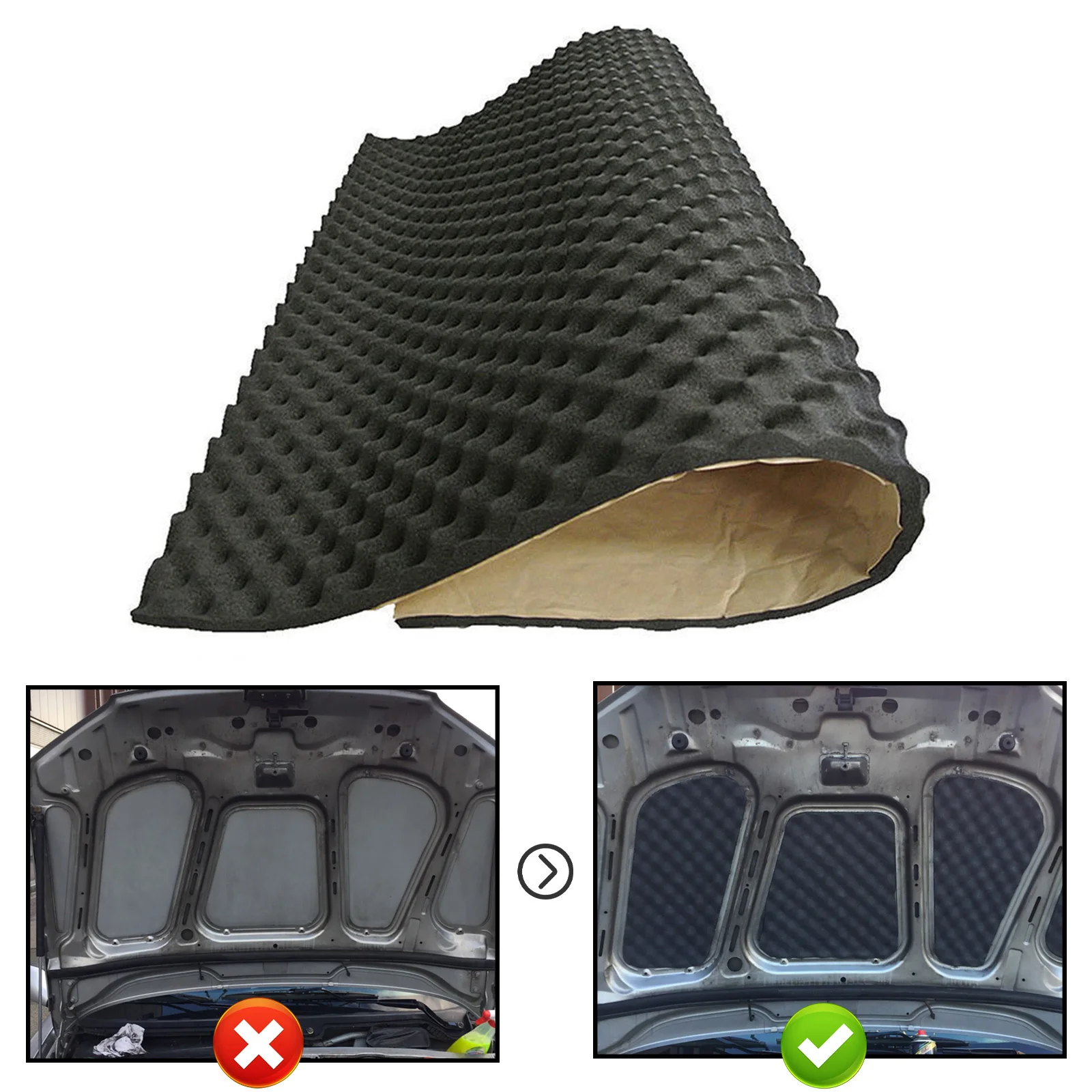 Auto Studio Sound Acoustic Absorption Car Heatproof Wave Foam Deadener Car Soundproof Cotton Insulation Mat