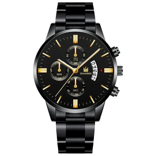 2021 Men luxury business Military Quartz watch golden stainless steel band men watches Date calendar male clock Relogio direct