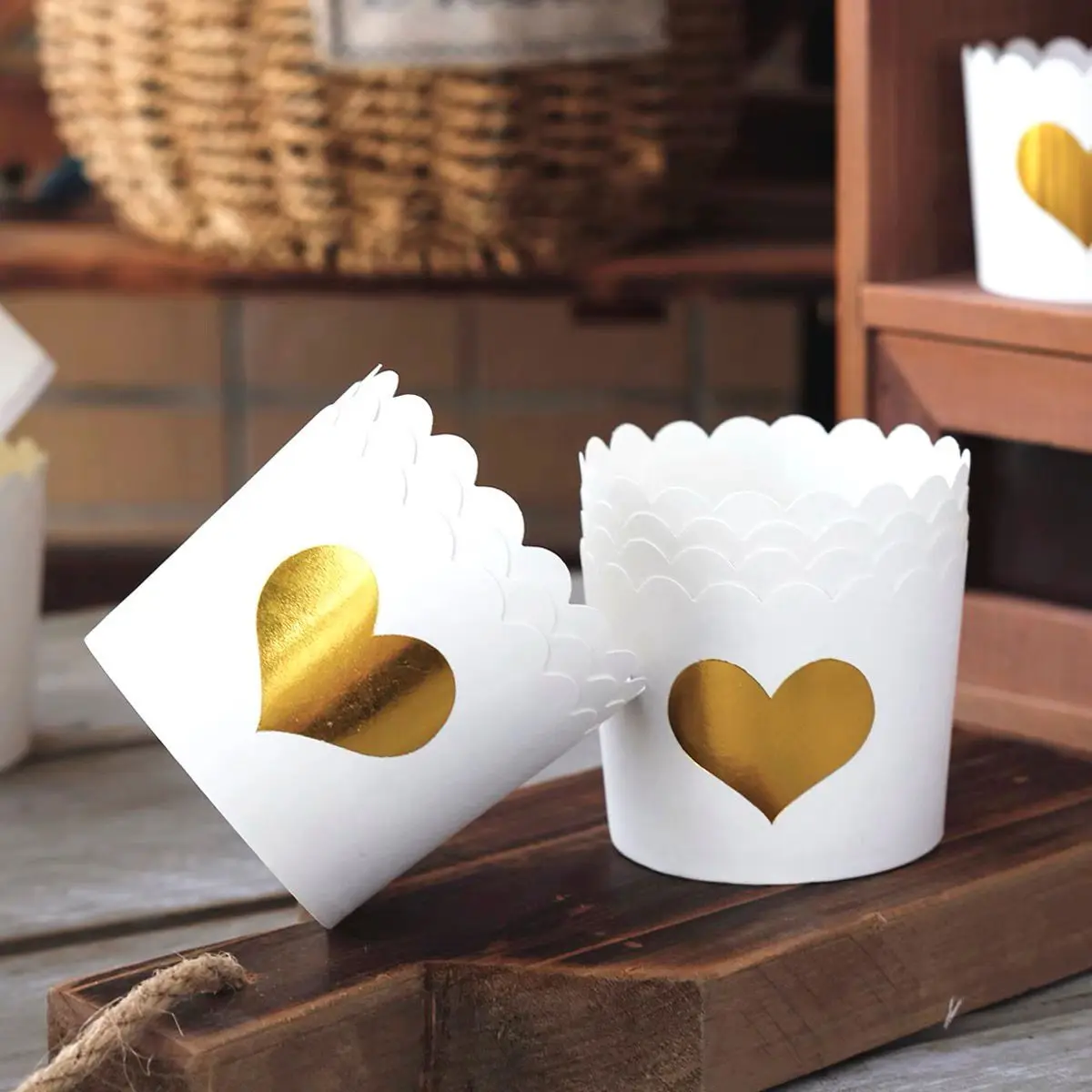 Golden Pink Dot Paper Cupcake Liner
