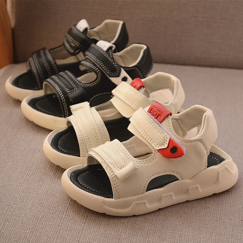 Summer Toddler Sandals Baby Girl Shoes Solid Color Leather Breathable Boys Sneakers Kids Infant Sport Boys Black Sandals For baby shoes,kids shoes,children sandals,kids sandals