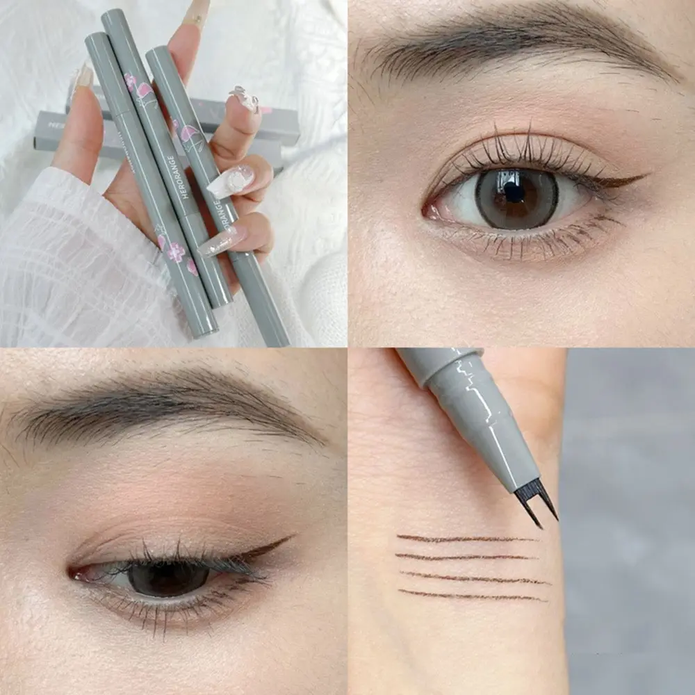 Double Tip Lower Eyelash Pencil Super Slim Eye Liner Waterproof Anti-Smudge Dual Pronged Bottom Eyelashes Pen