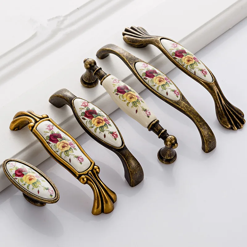 Cabinet Handles Vintage Ceramic Handle Antique Bronze Cabinet Pull Knob