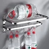 Stainless Steel Towel Rack Foldable Punching Free Bath Towel Shelf With Hooks Home Kitchen Bathroom Supplies Storage Holder 5