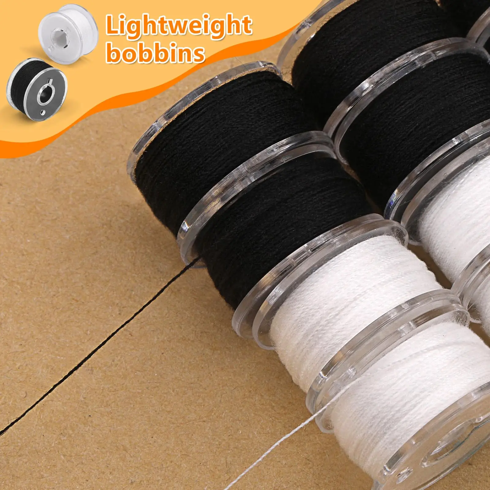 10/30개 블랙 화이트 재봉틀 보빈 스풀 플라스틱 재봉 보빈 실 포함 싱어 브라더 재봉틀 재봉 도구