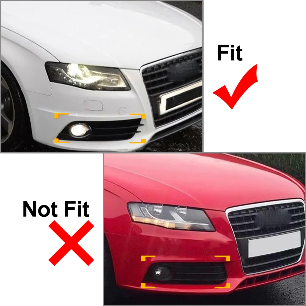 아우디 A4 B8 S4 2008-2012용 자동차 허니콤 메쉬 프론트 범퍼 안개등 그릴 커버 글로시 블랙 (일반 범퍼에는 사용불가) 1쌍