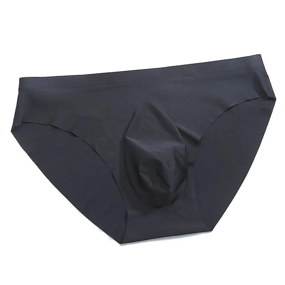 

Men's Briefs Sexy Panties Soft Ice Silk Underwear Ultra-thin Low Waist Seamless Men's Solid Underpants Seamless Breathable Brief