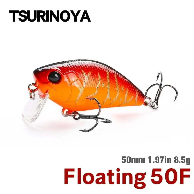 TSURINOYA Magician 50F 8.5g 50mm Crankbait Fishing Lure Shallow Range  Floating Crank Wobblers Surface Artificial Baits Pike Bass