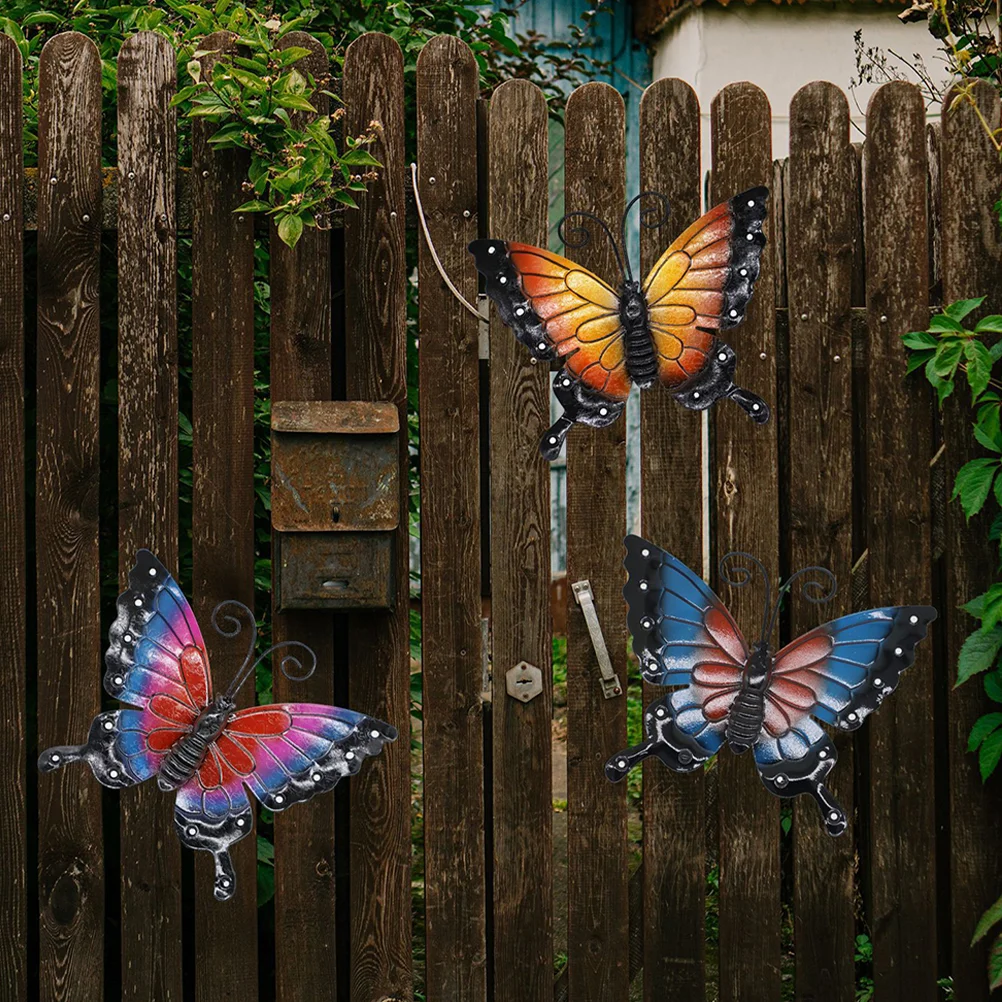 

2 Pcs Wrought Iron Butterfly Wall Decoration Ceramic White Birds Butterflies Animal
