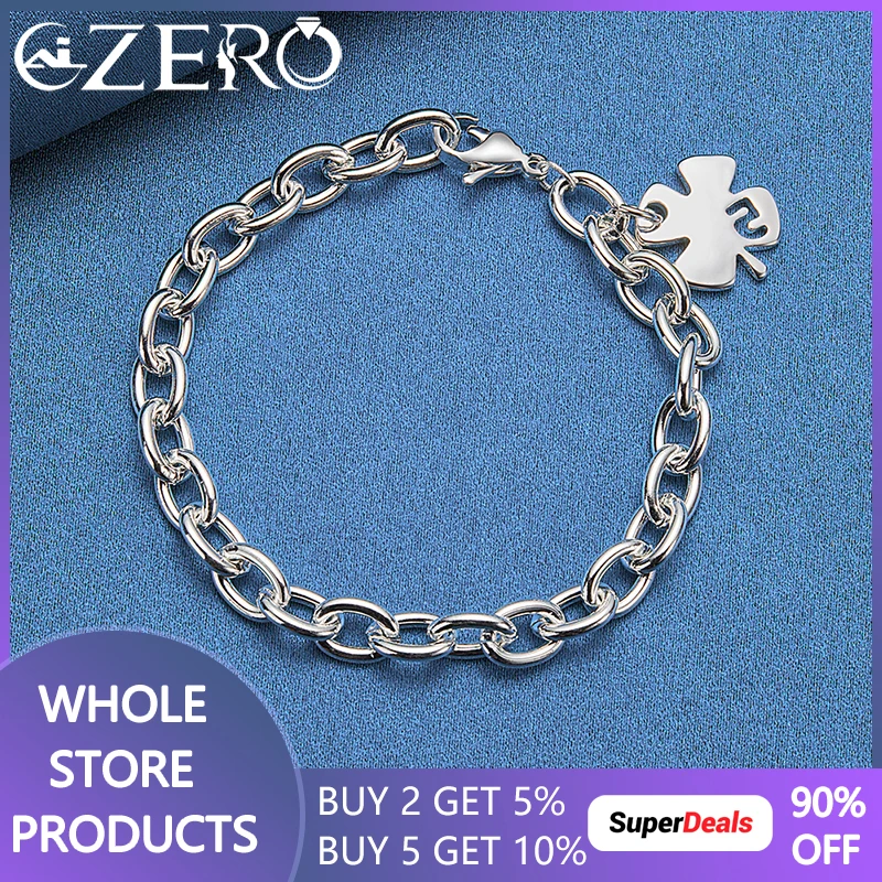 

ALIZERO 925 Sterling Silver Number 5 Clover Pendant Chain Bracelet For Women Wedding Party Fashion Jewelry Accessories