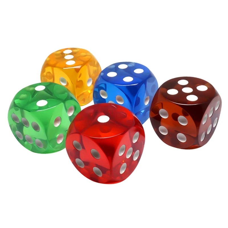 Game Dice Dice Set 5 Pcs 25mm Transparent Dices 6 Sided Waterproof Crystal Dices Round Corners Board Game For Teaching Projects