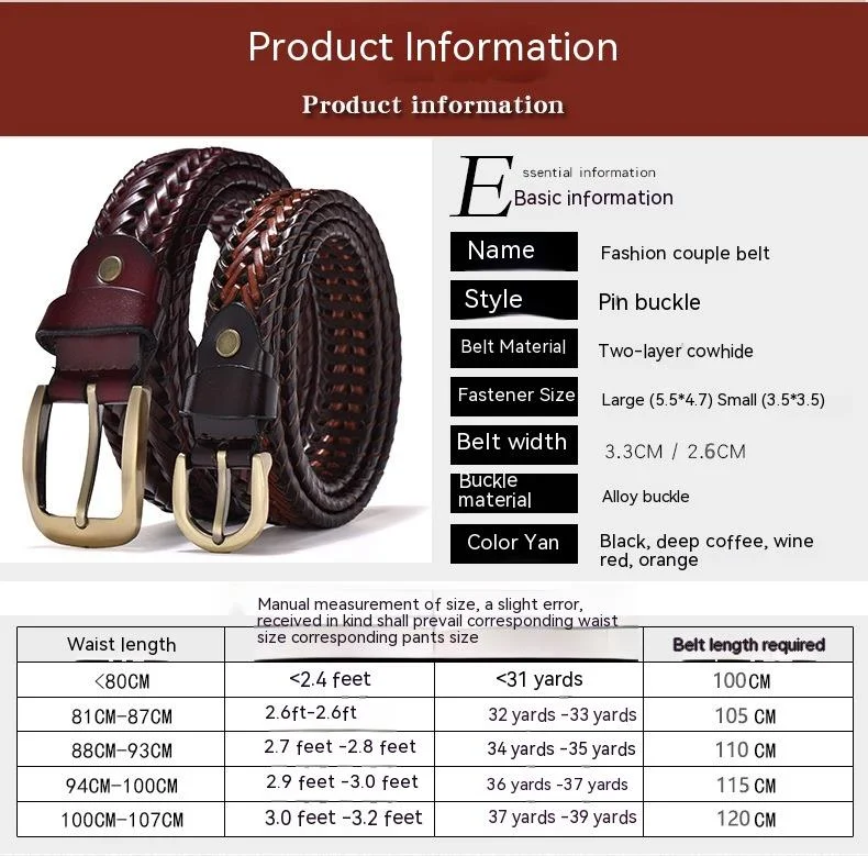 Jauna, karsti pārdota, roku darbs austa josta, īsta āda, govs āda, vīriešu retro ikdienas adatas sprādze, doba sieviešu josta_voghion.com