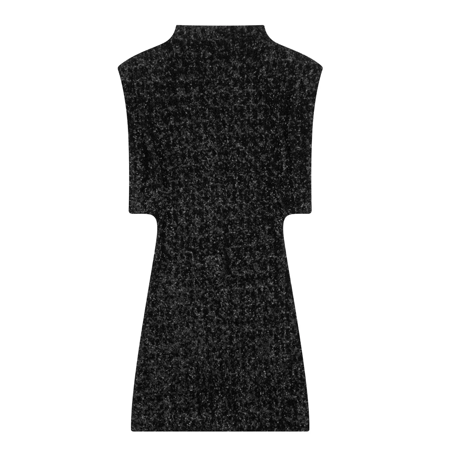 

Women New Fashion With shoulder pads Bead decoration Slim Mini Dress Vintage Sleeveless Back Zipper Female Dresses robe Mujer