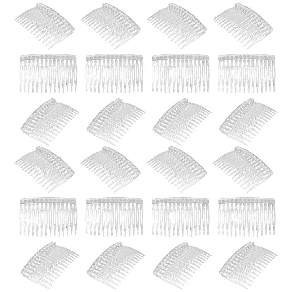 여성을위한 50pcs 투명한 헤어 빗 14-Teeth 경량 사이드 빗 클립 신부 웨딩..