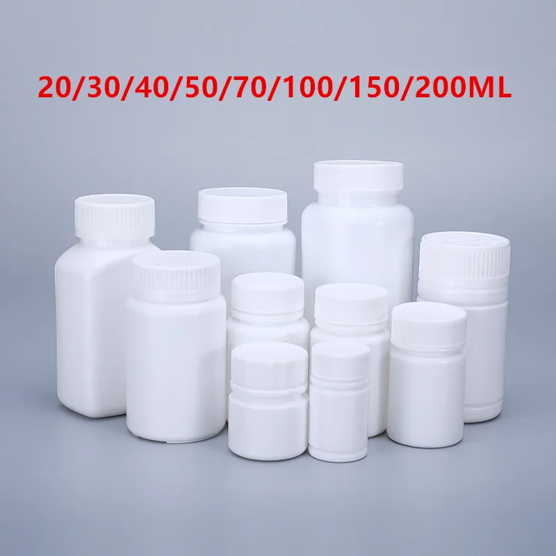 20PCS 20ML- 200ML Medicine Bottle with Lid Food Grade Plastic Storage Packing Container ill Box Case Bottle Cache Drug Holder images - 6