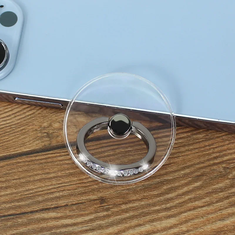 Diamond Phone Ring: Transparent 360° Rotating Finger Grip Holder