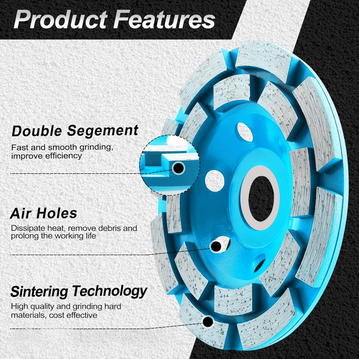 Grinding Disc 100mm Diamond Grinding Disc Double Row Diamond Segment Grinding Wheel Cup Disc Grinder Concrete Granite Stone Cut