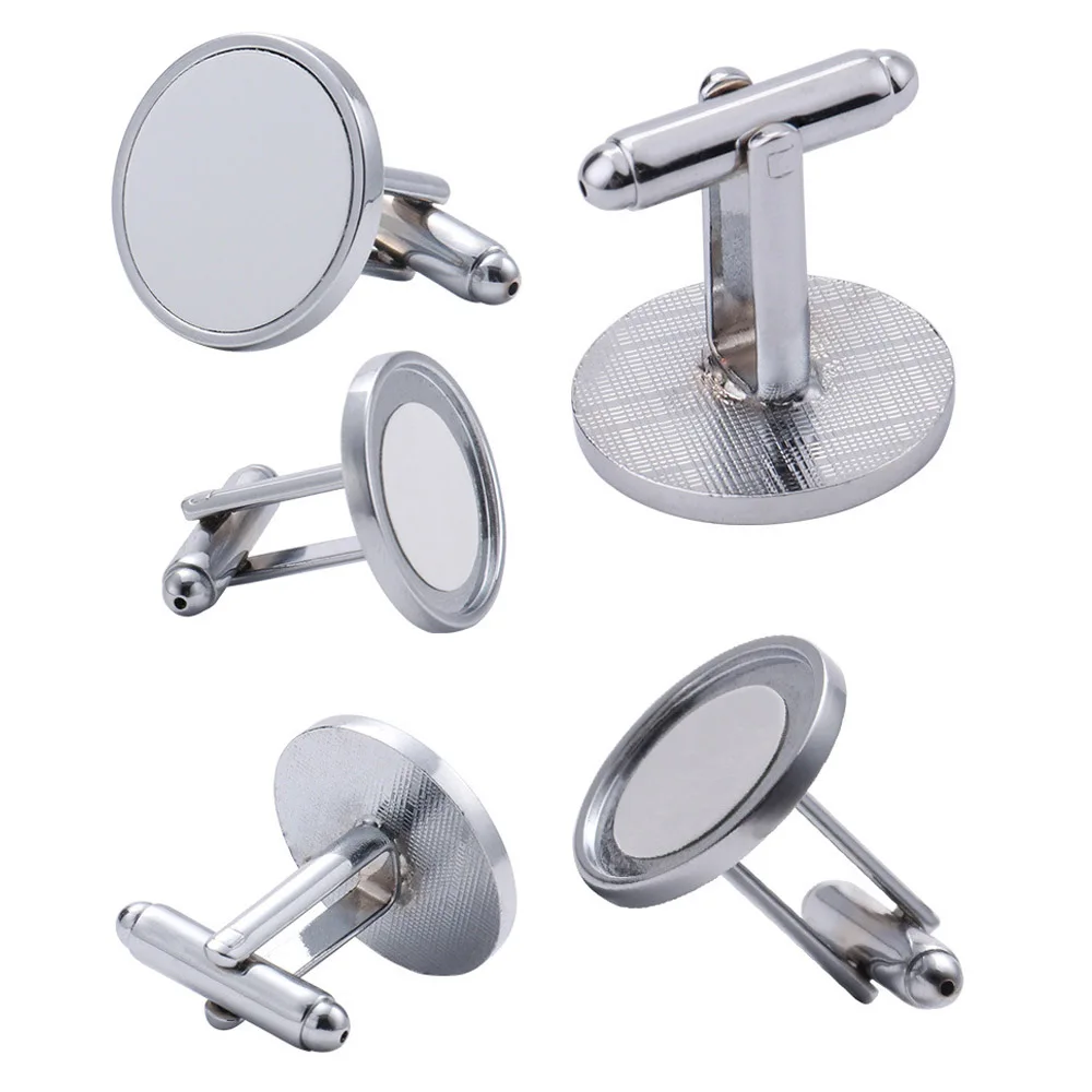 5Pair Metal Sublimation Cufflink Blanks Thermal Transfer Cuff Buttons Shirt Cuff Links Men's Wedding DIY Jewelry Accessories