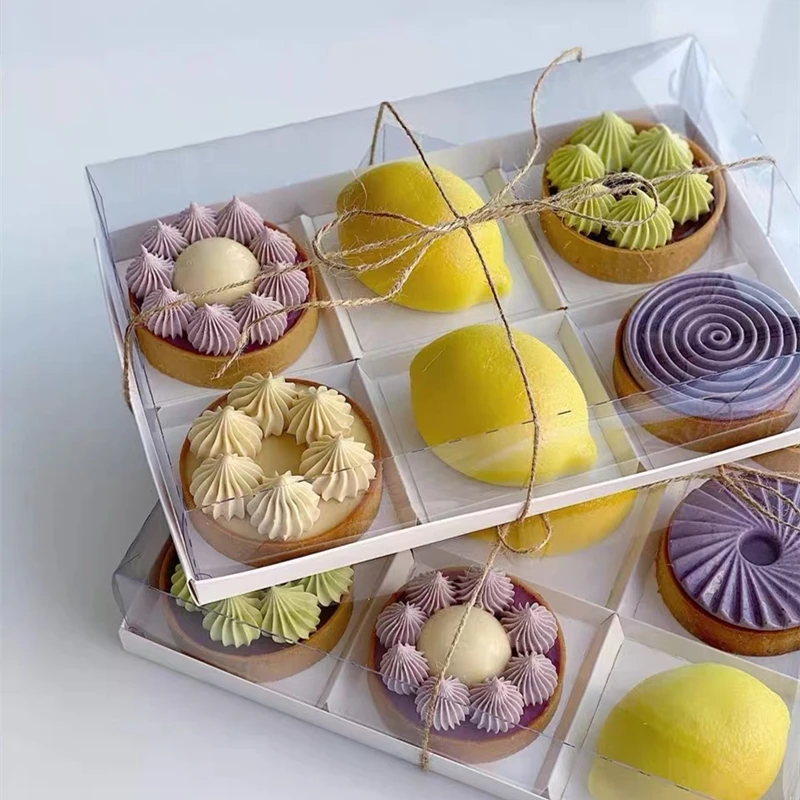 Transparent Cake Pastry Box 6 ids ternoon Tea Break Combination Paaging Baking Paaging Doughnut Western Pastries Kitchen