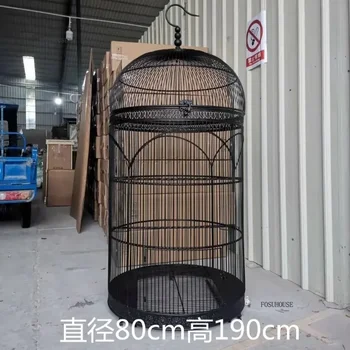 Extra Large iron Cylindrical Bird Cages courtyard outdoor Parrot Large Villa Cage European retro Cage Birds Budgie Canary Birds
