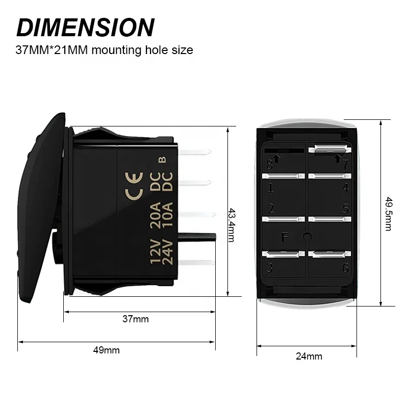 2) Universal Black Euro Style Push Pull Switch 2 Terminal 12 Volt