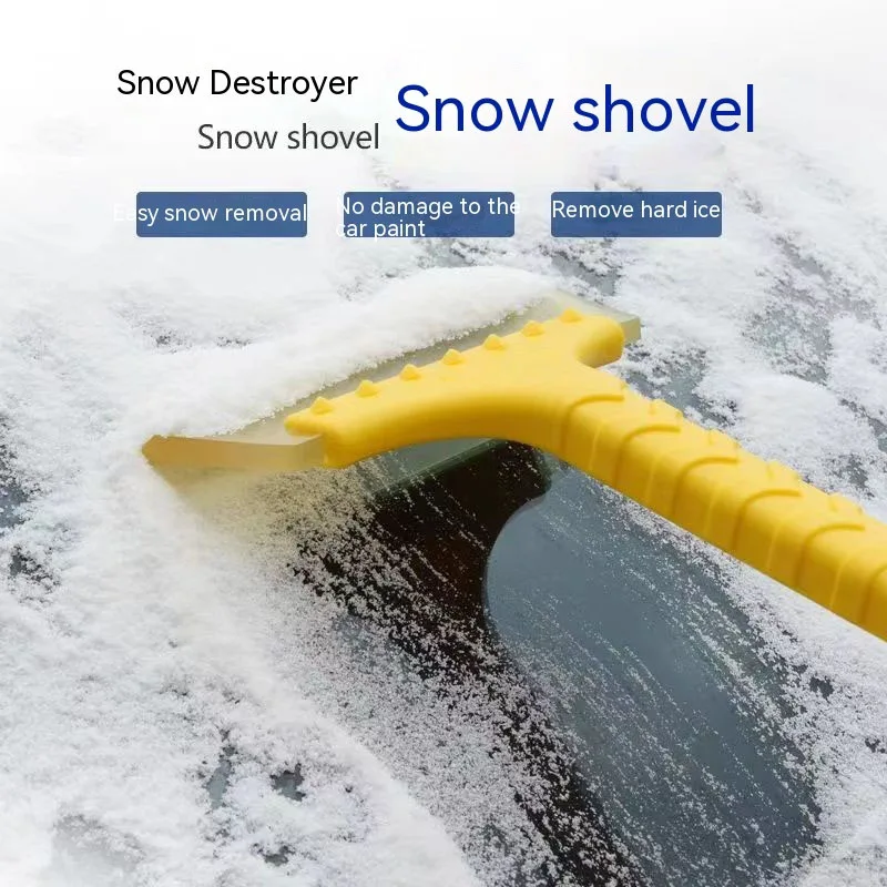 Automobile snow shovel with ice breaking, defrosting, and deicing shovel, snow sweeping brush, large widened glass cleaning