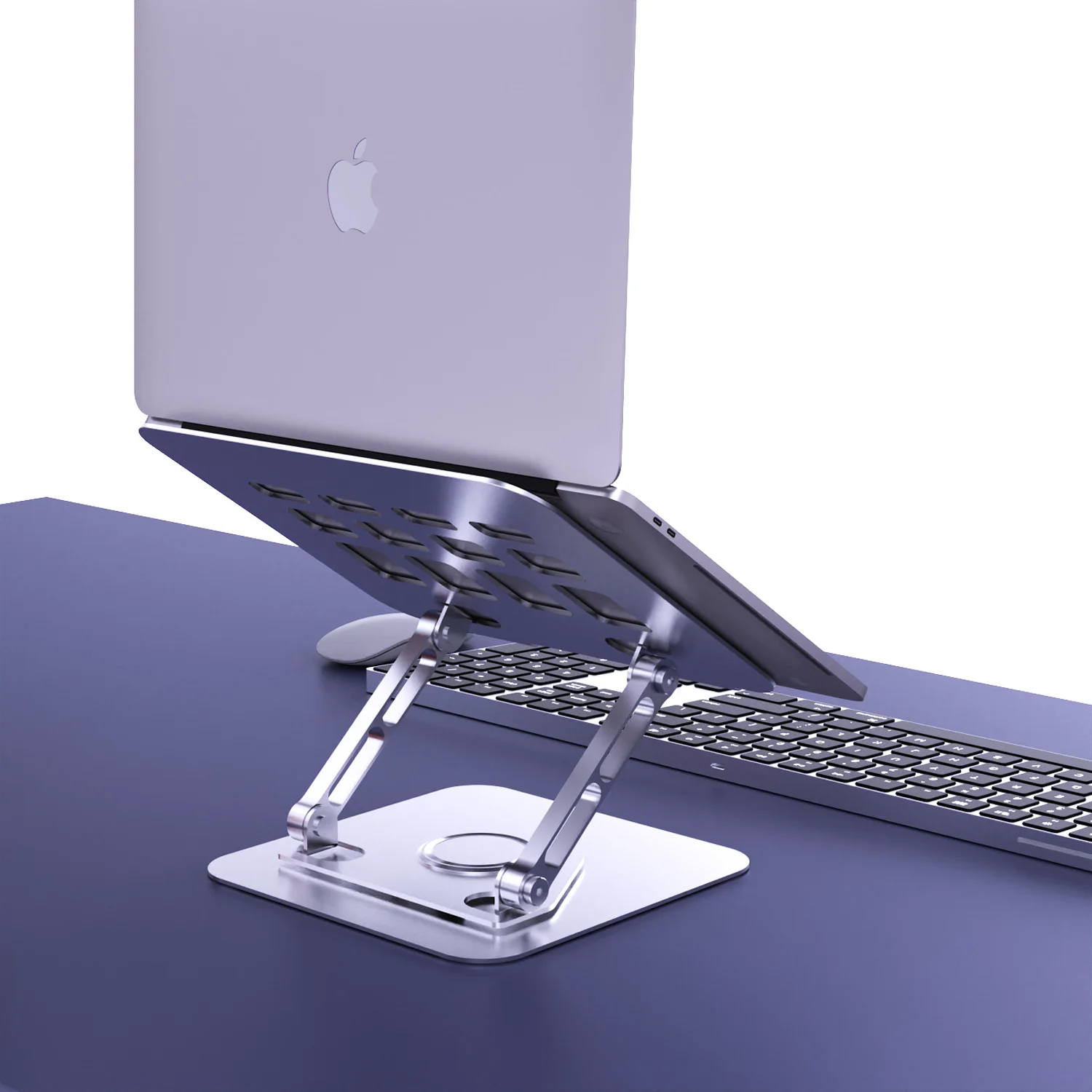 텔레스코픽 360도 회전 노트북 스탠드 높이 조절 가능 스위블 풀아웃 디자인 인체공학적 컴퓨터 받침대 최대 17인치 노트북용