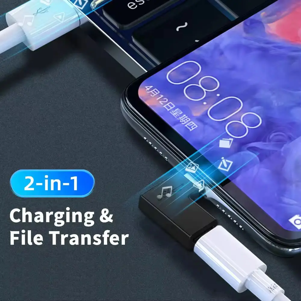 Reversible Lightning to USB-C 90 Degree Adapter - 20W Fast Charging Connector