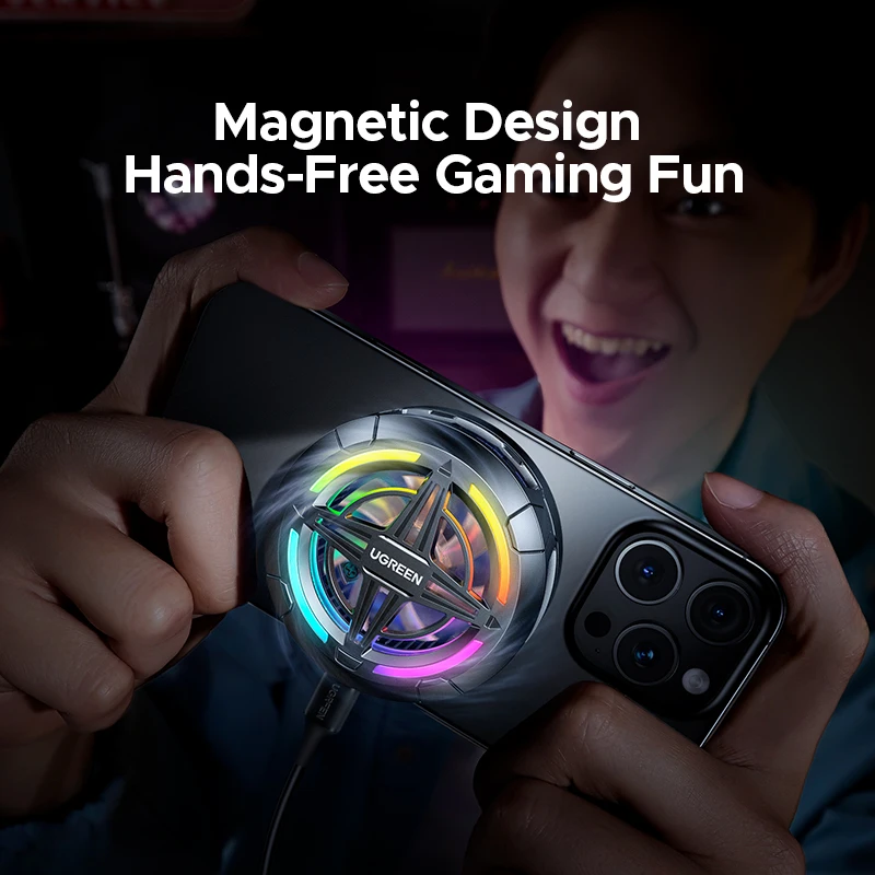 UGREEN Magnetic Phone Cooler Silent Fan 35dB for Gaming iPhone Android Phone Heat Dissipation with Clamp Mount