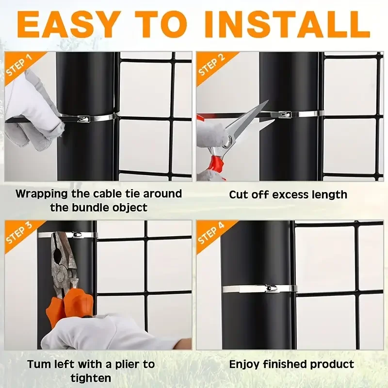 100pcs Metal Zipper Ties,304 Stainless Steel Heavy Duty Multi-Functional Self-Locking Cable Ties for Machinery, Farms, Roofing 5