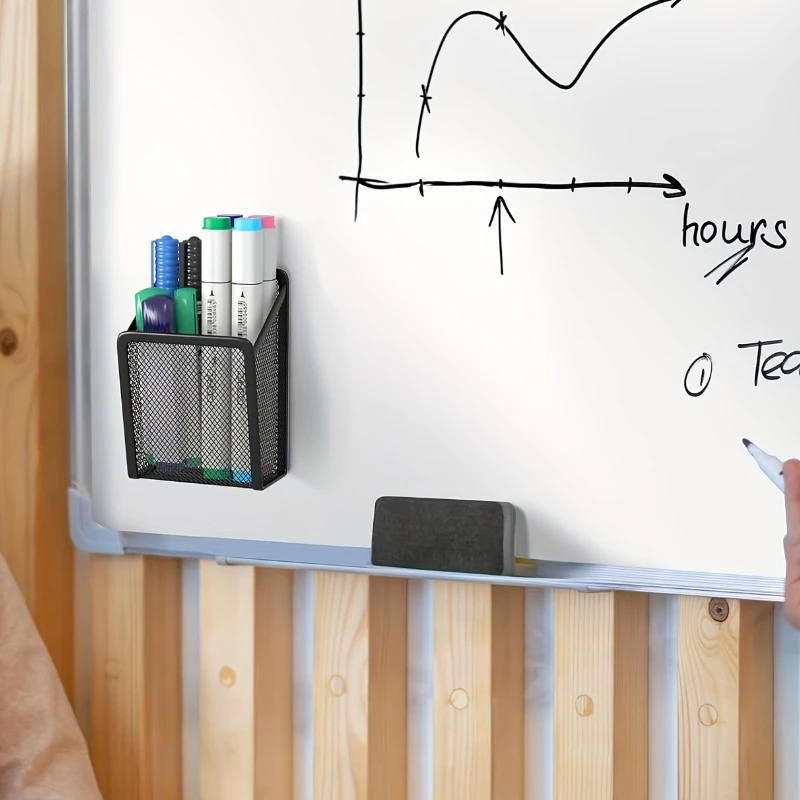 1Pc Magnetic Mesh Pencil Holder Desk Organizer Container For Office Home