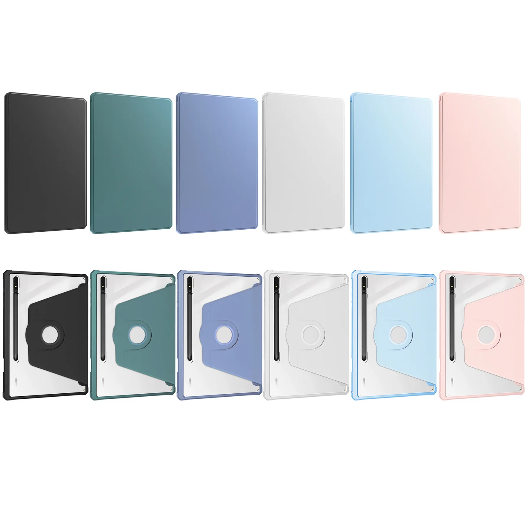 Premium Leather Tablet Case with 360° Rotation Stand and Clear Crystal Design