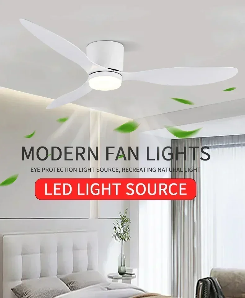 Modern Ceiling Fan with LED Light  Remote Control - High Air Volume for Kitchen Bedroom Dining Room Terrace