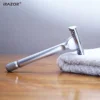 iRAZOR New Heavy Butterfly Design Double Edge Safety Razor with 10pcs Original Blade Refills for Men Reusable Grooming Gift Set 6