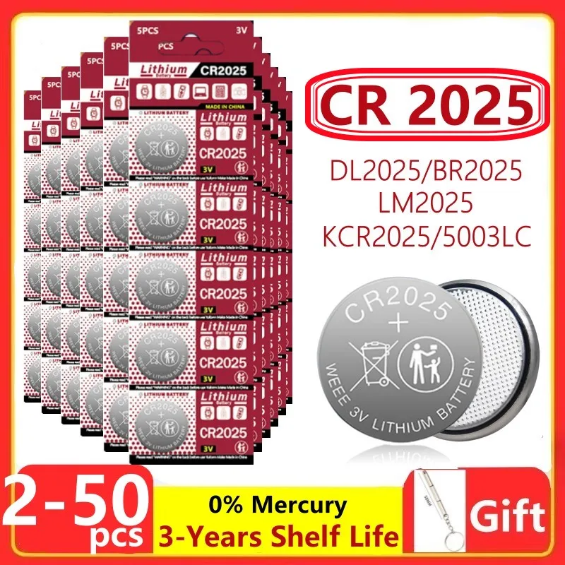 Pile Bouton Lithium CR2025 - 3V - 150mAh - Avec Broches à Souder - 1 Pièce NEUVE