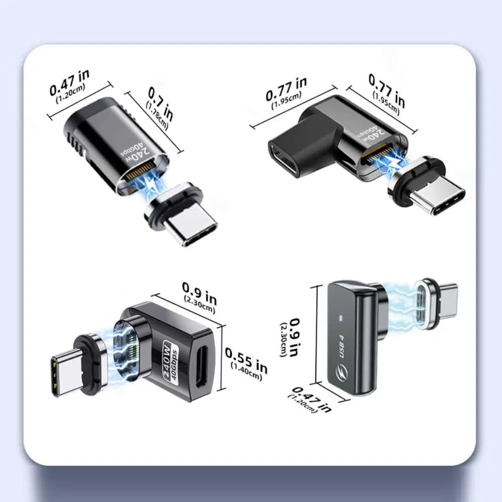 Professional 240W USB C Magnetic Adapter 40Gbps PD Fast Charging Type-C Converter 90 Degree 8K 60Hz USB4 Adapter Laptop