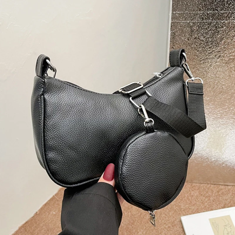 Retro Solid Color PU Leather Shoulder Underarm Bag Women's Fashion Handbags Casual Hobos Purses and Handbag Ladies Hand Bags