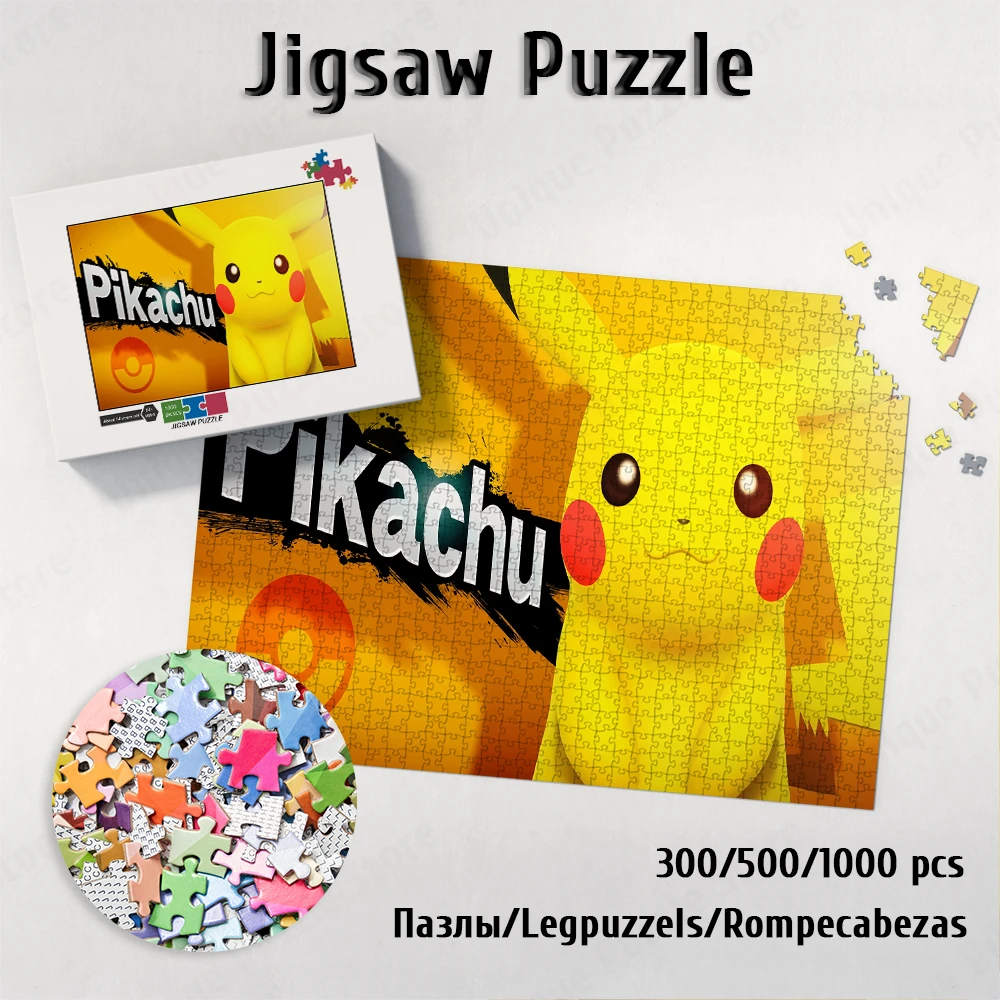 

Cartoon Pikachu Series Puzzles Takara Tomy Anime Game Toys Hobbies Pokmon Characters 300/500/1000 Pieces Adults Jigsaw Puzzles