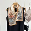 100% Pure Silk Scarf Women Long Ribbon Decoration Neckerchief Print Hairband Hijabs Silk Shawls Bandana Scarves Foulard Female