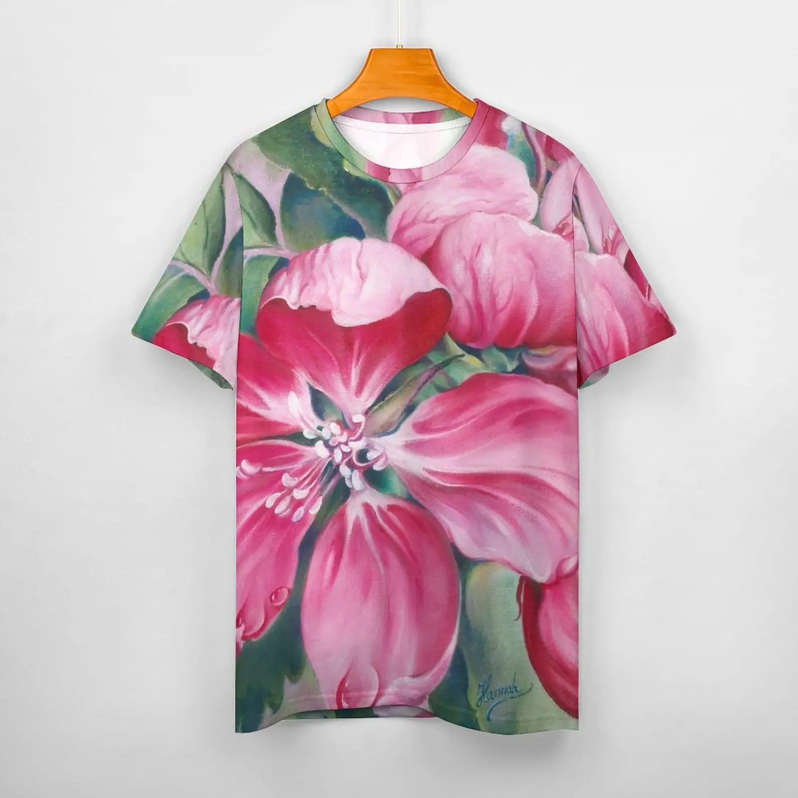 

Women Cotton T-shirt Sexy Flower of Crab-apple Student Printed T-shirt