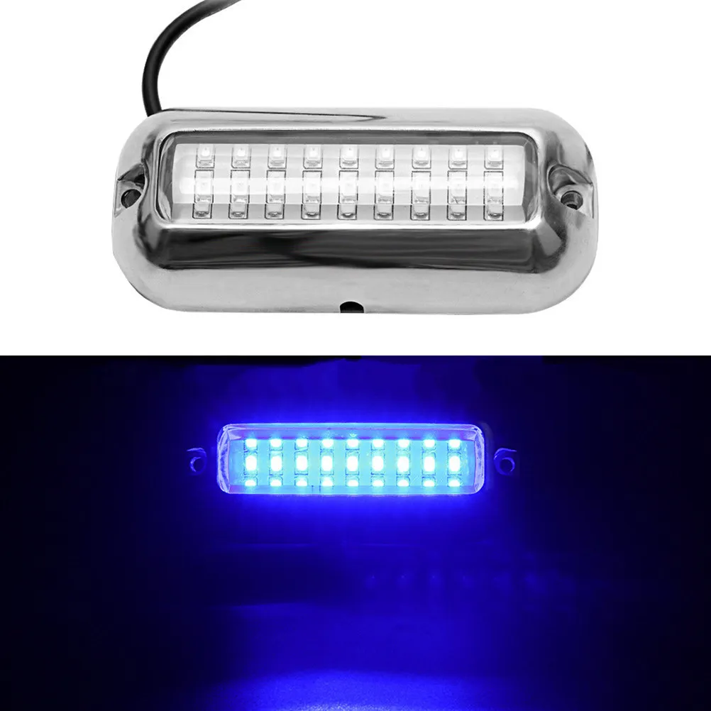 50W 27 LED 수중 브리지 라이트 스테인레스 스틸 해양 선박 램프 플러시 마운트 방수 밝은 파란색 보트 및 선박용