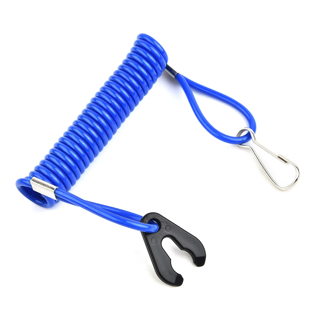 New TPU+PVC Rope Rotating Spring Hook Jet Ski Outboard Stop Kill Key Floating Safety Lanyard Rope Durable For Honda