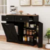 Tilt Out Trash Can Cabinet 9.25 Gallon, Kitchen Island with Power Outlet, 2 Drawers, Adjustable Shelves, Hidden Storage Garbage 5