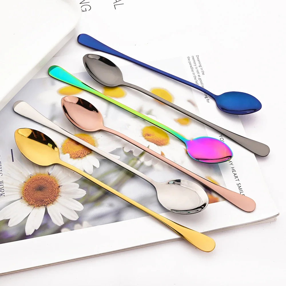 Stainless Steel Spoon Tea Spoon 10P Silver Long Handled Teaspoon