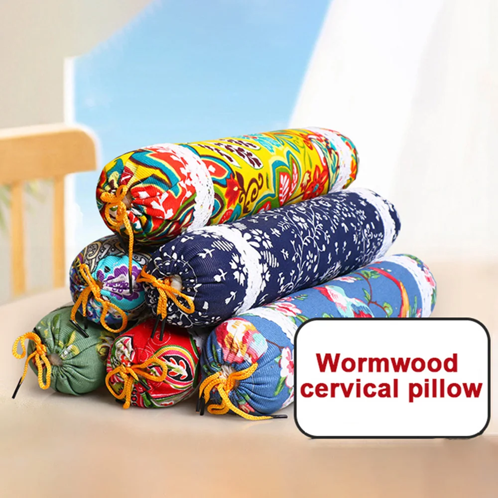 Wormwood cervical pillow Neck Sleep Health Pillow round moxa leaf pillow repair cylindrical neck old coarse cloth
