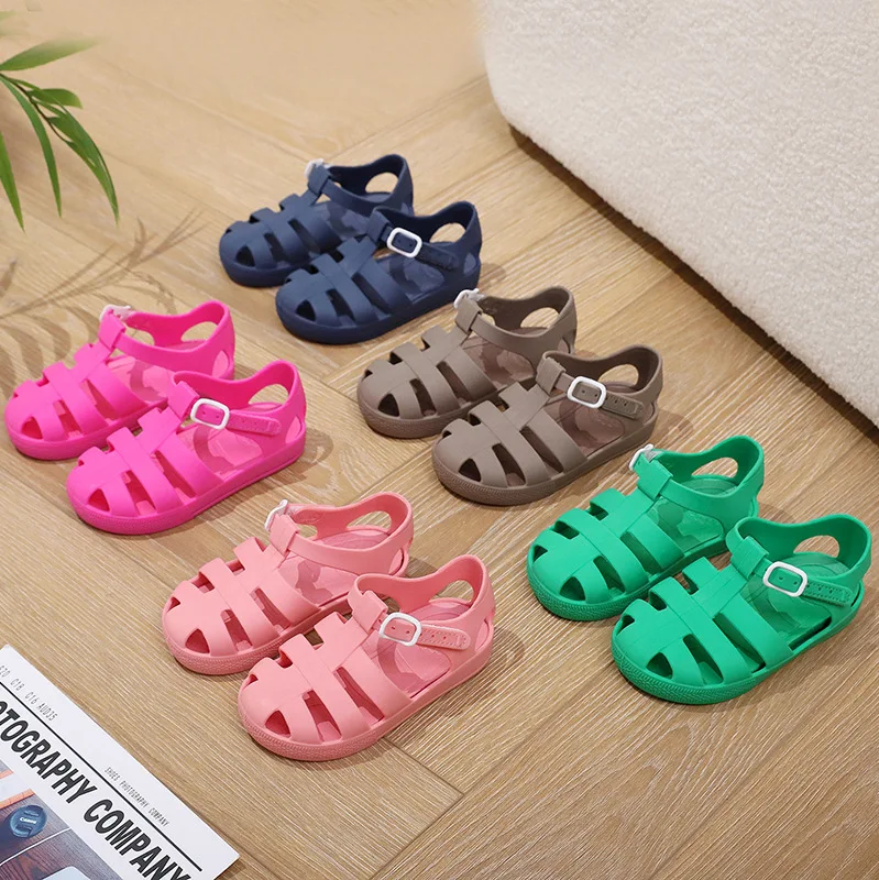 Kids Jelly Shoes Soft Sole SandalBaby Beach Shoe Sea Summer Gladiator Sandals Buckle Velcro Child Non-slip Boy Roman Flip-flops baby shoes kids shoes children sandals kids sandals beach shoes