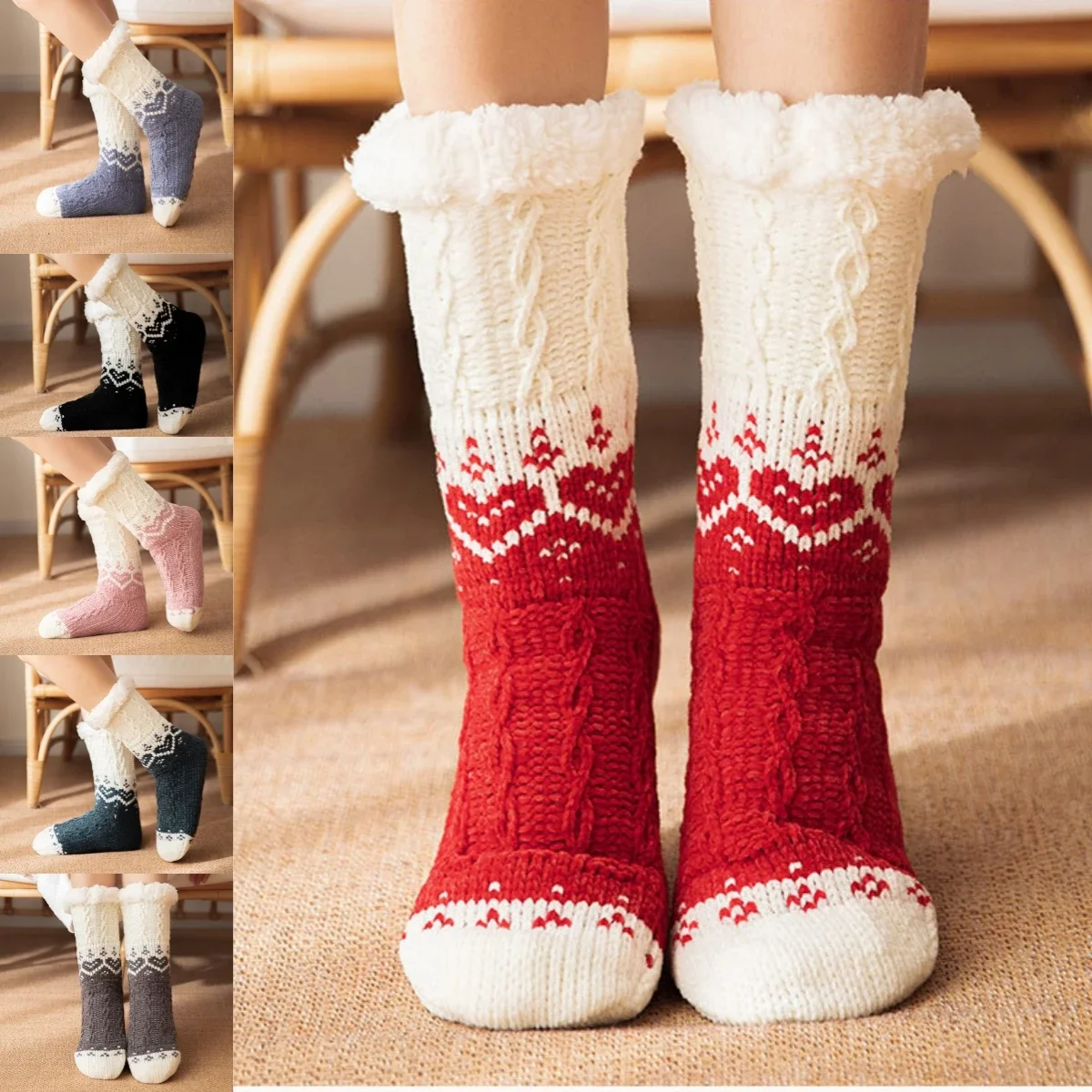 

2023 Cute Warm Socks Thicken Plus Cotton Winter Women Socks Christmas Kawaii Stocking Xmas Gift Home Floor Room Funny Sock New